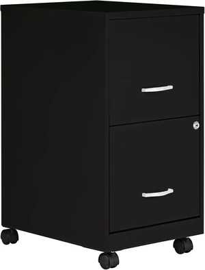 Black 2-Drawer Mobile File Cabinet, 14.2" x 18" x 26.5" Black 2-Drawer Mobile File Cabinet, 14.2" x 18" x 26.5"