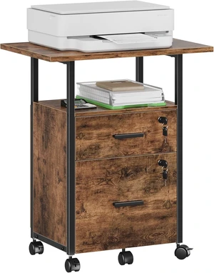 Lockable 2 Wood Drawer File Cabinet with 22'' Extended Desktop Lockable 2 Wood Drawer File Cabinet with 22'' Extended Desktop