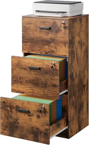 3 Drawer Wood File Cabinet for Home Office, Fits Letter & A4 Size 3 Drawer Wood File Cabinet for Home Office, Fits Letter & A4 Size