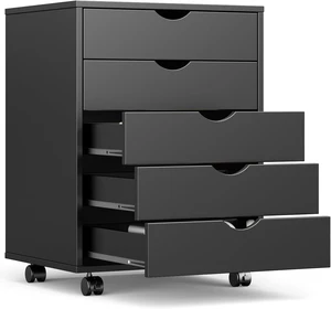 5 Drawer Under Desk File Cabinet with Wheels & Printer Stand 5 Drawer Under Desk File Cabinet with Wheels & Printer Stand