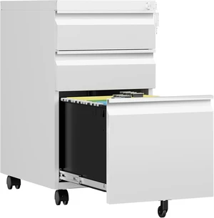 3 Drawer Mobile File Cabinet with Lock Rolling Under Desk Cabinet on Wheels, Metal Vertical White for Legal/Letter/A4, Assembly Required 3 Drawer Mobile File Cabinet with Lock Rolling Under Desk Cabinet on Wheels, Metal Vertical White for Legal/Letter/A4, Assembly Required