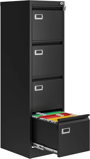 4 Drawer File Cabinet with Lock 18" Deep Vertical Black Metal Cabinet for Letter/Legal/A4/F4 Size & File Folders 4 Drawer File Cabinet with Lock 18" Deep Vertical Black Metal Cabinet for Letter/Legal/A4/F4 Size & File Folders