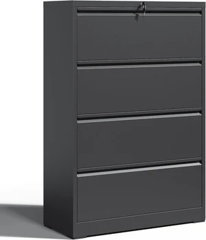 4 Drawer Lateral Black Metal File Cabinet with Lock 4 Drawer Lateral Black Metal File Cabinet with Lock