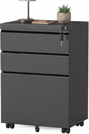 Fully Assembled 3-Drawer Under Desk Mobile File Cabinet with Lock Fully Assembled 3-Drawer Under Desk Mobile File Cabinet with Lock