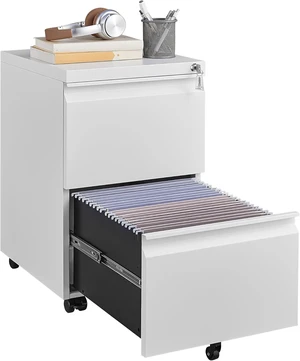 2 Drawer Metal File Cabinet Fully Assembled Locking Cabinet with Anti-Tipping Wheels, Quiet Slide, Heavy-Duty Steel, Fits A4 Letter Legal, Matte White 2 Drawer Metal File Cabinet Fully Assembled Locking Cabinet with Anti-Tipping Wheels, Quiet Slide, Heavy-Duty Steel, Fits A4 Letter Legal, Matte White