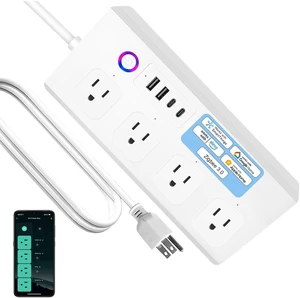 Zigbee Smart Power Strip Surge Protector 4 Individually Controlled AC Outlets & 4 USB Ports, Alexa & Google Home, 5ft Cord, ETL Certified, 16A Zigbee Smart Power Strip Surge Protector 4 Individually Controlled AC Outlets & 4 USB Ports, Alexa & Google Home, 5ft Cord, ETL Certified, 16A