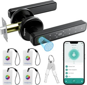 Biometric Fingerprint Door Lock with App, Password, Key & IC Card Access Smart Lock for Home, Hotel, Office, Apartment, Black Biometric Fingerprint Door Lock with App, Password, Key & IC Card Access Smart Lock for Home, Hotel, Office, Apartment, Black