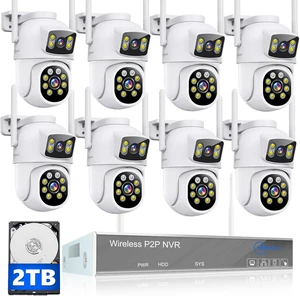 MOVOLS Wireless Security Camera System, 8pcs 4MP+4MP Dual Lens 2K HD PTZ Dome Cameras, 5G/2.4G WiFi, Color Night Vision, Motion Detection, 2TB HDD, 16CH MOVOLS Wireless Security Camera System, 8pcs 4MP+4MP Dual Lens 2K HD PTZ Dome Cameras, 5G/2.4G WiFi, Color Night Vision, Motion Detection, 2TB HDD, 16CH