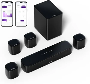 7.1ch Virtual Surround Sound Bar for Smart TV with 4 Surround Speakers, Subwoofer, 330W Peak Power, App Control, Opt/AUX/BT, Aura A40 7.1ch Virtual Surround Sound Bar for Smart TV with 4 Surround Speakers, Subwoofer, 330W Peak Power, App Control, Opt/AUX/BT, Aura A40