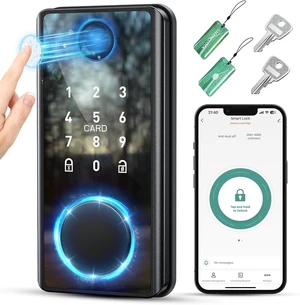 Keyless Entry Smart Deadbolt with Keypad, Fingerprint, Touchscreen & App Control, Easy Install for Home/Office, Auto-Lock Keyless Entry Smart Deadbolt with Keypad, Fingerprint, Touchscreen & App Control, Easy Install for Home/Office, Auto-Lock