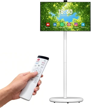 27 FHD Touch Screen Rolling TV, Smart Portable TV on Wheels, 6G+128GB, 27000mAh Battery, Android 15 OS, EDLA-Certified, Built-in 13MP Camera, Voice Remote Control 27 FHD Touch Screen Rolling TV, Smart Portable TV on Wheels, 6G+128GB, 27000mAh Battery, Android 15 OS, EDLA-Certified, Built-in 13MP Camera, Voice Remote Control