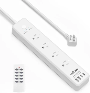 Remote Control Power Strip with 4 Independent Outlets & 4 USBs Remote Control Power Strip with 4 Independent Outlets & 4 USBs