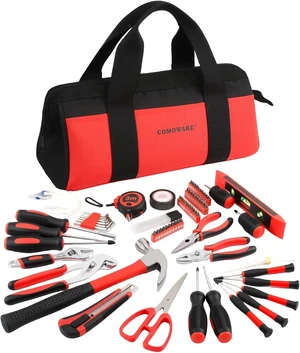 218 Pcs Basic Tool Set for Home with Storage Tool Bag, Red 218 Pcs Basic Tool Set for Home with Storage Tool Bag, Red