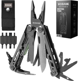 33-in-1 Full-Size Multitool Pliers with EDC Knife, Stainless Steel 33-in-1 Full-Size Multitool Pliers with EDC Knife, Stainless Steel