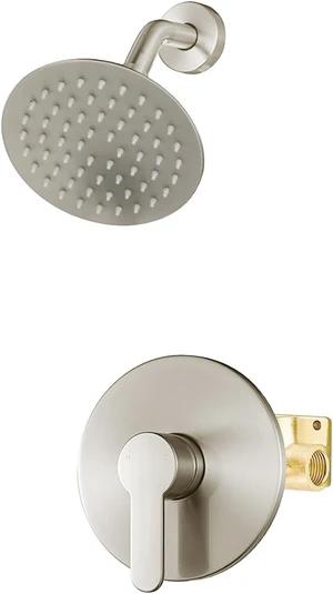 Brushed Nickel Shower Faucet Set, Shower Valve Kit with 6-Inch Showerhead Brushed Nickel Shower Faucet Set, Shower Valve Kit with 6-Inch Showerhead