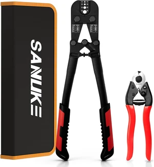 Wire Rope Crimping & Swaging Tool with Cutter, 3/64" to 1/8" Wire Rope Crimping & Swaging Tool with Cutter, 3/64" to 1/8"