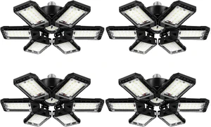 180W 18000LM 6500K LED Garage Lights, 4-Pack 6+1 Deformable Panel Shop Light, E26/E27 for Garages, Warehouse, Basement & Barn 180W 18000LM 6500K LED Garage Lights, 4-Pack 6+1 Deformable Panel Shop Light, E26/E27 for Garages, Warehouse, Basement & Barn