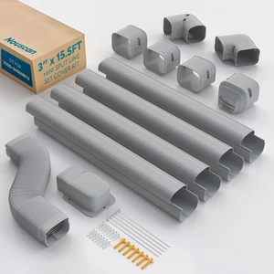 3" 15.5Ft Mini Split Line Set Cover with Flexible Duct (Gray) 3" 15.5Ft Mini Split Line Set Cover with Flexible Duct (Gray)
