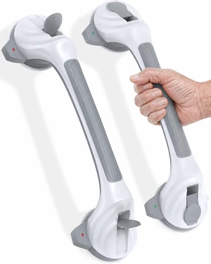 16.7" Suction Cup Shower Grab Bars for Seniors, 2-Pack (Grey) 16.7" Suction Cup Shower Grab Bars for Seniors, 2-Pack (Grey)