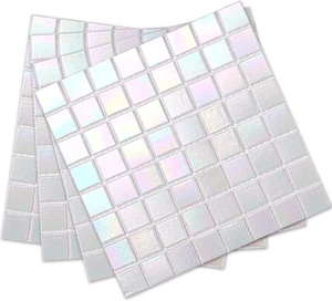 40-Sheet Peel and Stick Rainbow Glass Mosaic Backsplash, 6.6" x 6.6" for Kitchen & Bathroom 40-Sheet Peel and Stick Rainbow Glass Mosaic Backsplash, 6.6" x 6.6" for Kitchen & Bathroom