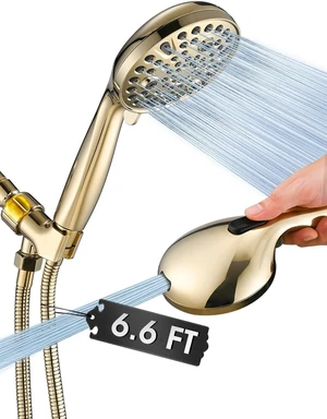 High Pressure Handheld Shower Head with 10 Settings, 5" Detachable Spray with Power Wash, 79" Stainless Steel Hose (Gold) High Pressure Handheld Shower Head with 10 Settings, 5" Detachable Spray with Power Wash, 79" Stainless Steel Hose (Gold)