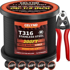 200FT 1/8" T316 Black Stainless Steel Wire Rope for Railing 200FT 1/8" T316 Black Stainless Steel Wire Rope for Railing
