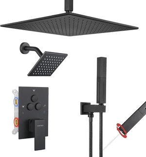 Matte Black Modern Shower Faucet Set Matte Black Modern Shower Faucet Set