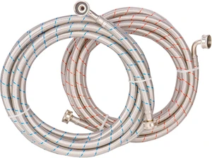 2-Pack 20ft Washing Machine Hoses with 90 Degree Elbows, CUPC & NSF 2-Pack 20ft Washing Machine Hoses with 90 Degree Elbows, CUPC & NSF