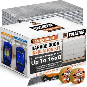 FULLSTOP Garage Door Insulation Kit, 16x7 & 16x8ft 16 Pre-Cut 24x48 Foam-Core Panels with Tape, Cutter & Squeegee FULLSTOP Garage Door Insulation Kit, 16x7 & 16x8ft 16 Pre-Cut 24x48 Foam-Core Panels with Tape, Cutter & Squeegee