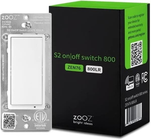 800 Series Z-Wave Long Range S2 On/Off Switch, ZEN76 800LR (White) 800 Series Z-Wave Long Range S2 On/Off Switch, ZEN76 800LR (White)