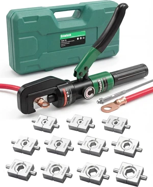 10-Ton Hydraulic Cable Crimping Tool, 12 AWG4/0 AWG with US Standard Dies for Copper Cable Lugs 10-Ton Hydraulic Cable Crimping Tool, 12 AWG4/0 AWG with US Standard Dies for Copper Cable Lugs