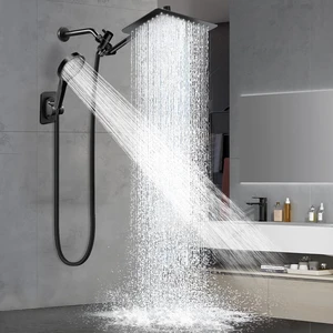 12 Rain Shower Head with Handheld Spray Combo, 11'' Adjustable Extension Arm & Flow Regulator, Matt Black 12 Rain Shower Head with Handheld Spray Combo, 11'' Adjustable Extension Arm & Flow Regulator, Matt Black