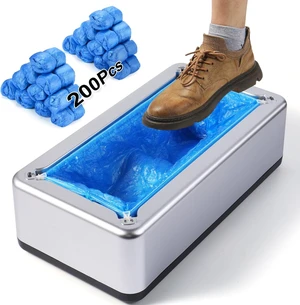 Shoe Cover Dispenser with 200 PCS Disposable Non-Slip Covers, Fits Up to Size 11 US Men (Silver) Shoe Cover Dispenser with 200 PCS Disposable Non-Slip Covers, Fits Up to Size 11 US Men (Silver)
