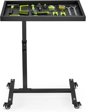 Adjustable Rolling Mechanic Tool Tray Work Table (Black) Adjustable Rolling Mechanic Tool Tray Work Table (Black)