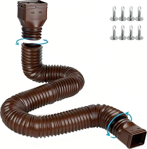 4" Diameter Flexible Gutter Downspout Extension, Extendable 3.4ft to 16.5ft for Rainwater Drainage (1-Pack, Brown) 4" Diameter Flexible Gutter Downspout Extension, Extendable 3.4ft to 16.5ft for Rainwater Drainage (1-Pack, Brown)