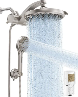 Nickel Filtered Shower Head with Handheld, Multi-Pattern Spray Nickel Filtered Shower Head with Handheld, Multi-Pattern Spray