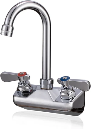 4" Center Wall Mount Commercial Sink Faucet with 3-1/2" Gooseneck Spout 4" Center Wall Mount Commercial Sink Faucet with 3-1/2" Gooseneck Spout