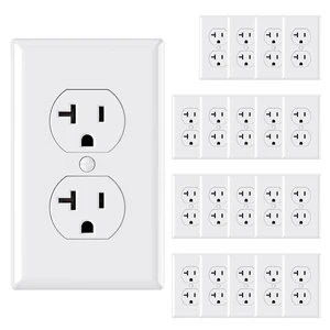 20 Amp Duplex Electrical Receptacles, 125V Heavy-Duty, Self-Grounding, UL Listed with Wall Plates (20-Pack, White) 20 Amp Duplex Electrical Receptacles, 125V Heavy-Duty, Self-Grounding, UL Listed with Wall Plates (20-Pack, White)