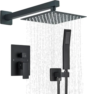 8 Inch Matte Black Shower Faucet Set with Handheld 8 Inch Matte Black Shower Faucet Set with Handheld