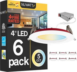 4 Inch 2-Hour Fire Rated Baffle Recessed Light, 2700K-5000K, 6-Pack 4 Inch 2-Hour Fire Rated Baffle Recessed Light, 2700K-5000K, 6-Pack