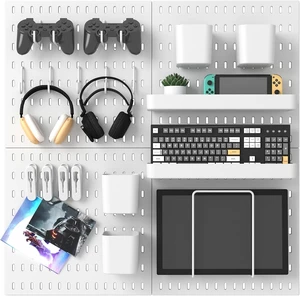 25.2" x 25.2" Pegboard Combination Kit, 4 Pegboards & 20 Hanging Accessories, Wall Mounted 25.2" x 25.2" Pegboard Combination Kit, 4 Pegboards & 20 Hanging Accessories, Wall Mounted