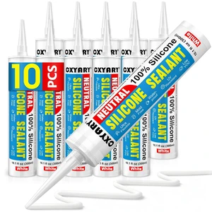 100% Silicone Caulk & Sealant, White 300ml, 10-Pack 100% Silicone Caulk & Sealant, White 300ml, 10-Pack