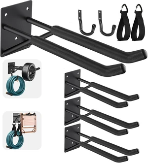 14" Heavy Duty Garage Hooks, 4-Pack Ladder & Broom Storage Hooks for Wall Mount 14" Heavy Duty Garage Hooks, 4-Pack Ladder & Broom Storage Hooks for Wall Mount