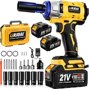 Cordless Brushless Impact Wrench 590 Ft-lbs (800N.m), 3300 RPM High Torque 1/2" Impact Gun, 2x 4.0Ah Battery, Charger & 7 Sockets for Car & Home Cordless Brushless Impact Wrench 590 Ft-lbs (800N.m), 3300 RPM High Torque 1/2" Impact Gun, 2x 4.0Ah Battery, Charger & 7 Sockets for Car & Home