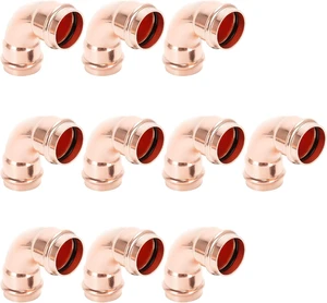 Copper Press Fittings 90 Degree Elbow 3/4 inch x 3/4 inch, 10 Pack Copper Press Fittings 90 Degree Elbow 3/4 inch x 3/4 inch, 10 Pack