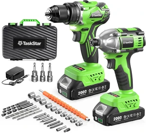 21V Cordless Drill & Impact Driver Combo Kit for Home DIY 21V Cordless Drill & Impact Driver Combo Kit for Home DIY