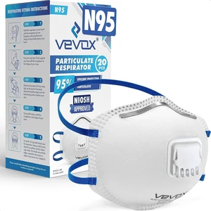 N95 Mask NIOSH Approved Valved Particulate Respirator with Comfort-Plus Seal, Dust Mask for Adults, 10 or 20 Pack N95 Mask NIOSH Approved Valved Particulate Respirator with Comfort-Plus Seal, Dust Mask for Adults, 10 or 20 Pack