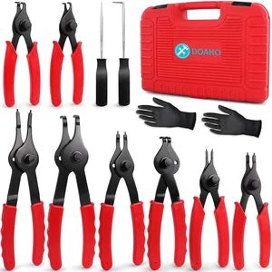 10 Pcs Snap Ring Pliers Set with Straight/Bent Jaw & Storage Case 10 Pcs Snap Ring Pliers Set with Straight/Bent Jaw & Storage Case