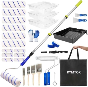 33 PCS Complete Paint Roller Kit with Extension Pole & Carry Bag 33 PCS Complete Paint Roller Kit with Extension Pole & Carry Bag