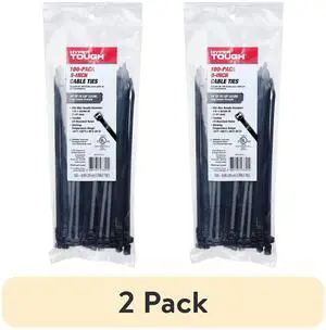(2 pack) Hyper Tough 8 inch 75lb Cable Ties UV Resistant Black 100 Count (2 pack) Hyper Tough 8 inch 75lb Cable Ties UV Resistant Black 100 Count